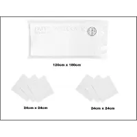Wefiesta 1x Tafelkleed papier wit 120cm x 180cm + 40x Cocktail servetten wit 24cm x 24cm 3 laags