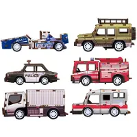 Eddy Toys Houten Voertuig Speelgoed Set - Houten Auto Speelgoed Zelfbouw voor Kinderen - Houten Kinderauto Racewagen Brandweer Politie Vrachtwagen Ambulance - 1 willekeurige set