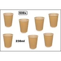TakeAware 500x Koffie beker karton kraft 230ml - Next generation Roer staafjes koffie limonade beker melk suiker hout festival thema feest verjaardag werk lepel
