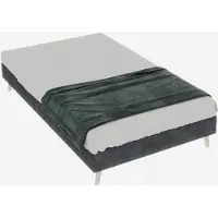 Merax Gestoffeerd Bed 90x200 - Fluwelen Stof - Houten Lattenbodem - Minimalistisch Bedframe - Laag Bed - Hout en Metalen Frame - Grijs