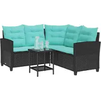 vidaXL Tuin Sofa 2 st 5-Aantal zitplaatsen Zwart en Turkoois