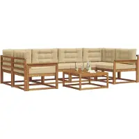 vidaXL Buiten bank set 7 st Natuurlijk en Beige