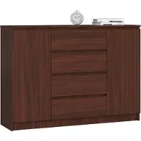 Akord Ladekast K140 met 4 Lades en 2 Deuren / Furniture Factory / Venge / 138 x 99 x 40 cm