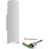 Artdelight Wandlamp Brest glad H 25 cm gips wit