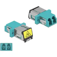DeLOCK Optical Fiber Coupler with laser protection flip LC Duplex female to LC Duplex female Multi-mode aqua