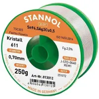 Stannol Kristall 611 Fairtin Soldeertin, loodvrij Loodvrij Sn99,3Cu0,7 REM1 250 g 0.7 mm