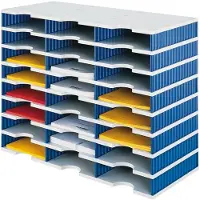 Styro sorteerstation styrodoc Standaard SET, C4, 8 etages/3 rijen/24 vakken, grijs/blauw