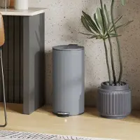 MODFU - Pedaalemmer - Uitneembare Binnenemmer En Geruisloze Sluiting - Modern - Voor Keuken Of Badkamer - Metaal - Donkergrijs - 30 L