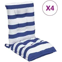 vidaXL Stoelkussens 4 st lage rug gestreept oxford stof wit en blauw