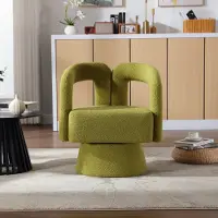 MODFU - Draaifauteuil - 360 Graden Draaibaar - Modern - Voor Woonkamer - Bouclé - Olijfgroen - 67 x 55 x 74 cm