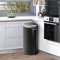 MODFU - Afvalemmer Met Sensor - Automatische Deksel - Voor Keuken - Staal - Zwart - 42 L