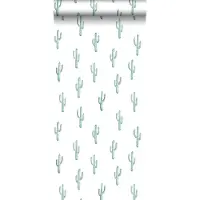 ESTAhome behang kleine woestijn cactussen vergrijsd turquoise - 53 cm x 10.05 m - 138898
