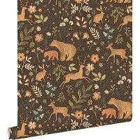 ESTAhome behang bos met bosdieren bruin en beige - 53 cm x 10.05 m - 139526