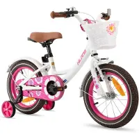 Hiland Kinderfiets - 12 Inch - Voor Jongens & Meisjes - Met Mandje, Bel & Bagagedrager - Inclusief Zijwieltjes - Geschikt voor buitenactiviteiten in de lente