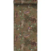 ESTAhome behang bosdieren oranje bruin en groen - 53 cm x 10.05 m - 139251