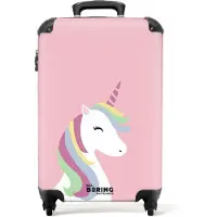 NoBoringSuitcases.com - Unicorn roze - Koffer kind meisje - 55x35x25
