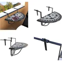 vidaXL Balkonhangtafel Mozaïek Zwart en Wit - Balkontafel - Balkontafels - Bijzetter - Bijzetters