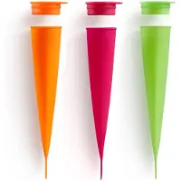 Lékué Set van 3 ijsjesvormen calippo uit silicone groen, roze en oranje