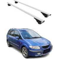 Omac Draagbalken/dakdragers voor Mazda Premacy, modeljaren 1999-2004, metalen basisdragers, zilverkleurig, 2 stuks
