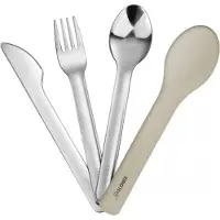 KINGHOFF 3-in-1 RVS Bestekset - Draagbaar Silliconen Etui - Inclusief Mes, Vork en Lepel - KH-1954 - Camping bestekset - Travelbestek set -