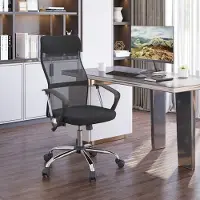 MODFU - Bureaustoel - Hoogteverstelbaar En Met Wipfunctie - Met Netrug - Voor Bureau - Schuim En Zwart - 63 X 65 X 109-119 Cm