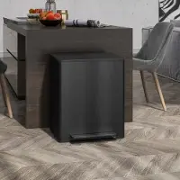 MODFU - Pedaalemmer Voor Afvalscheiding - Soft-Close Deksel - Modern - Voor Keuken Of Kantoor - Roestvrij Staal - Zwart - 47,7 x 37,5 x 56 cm