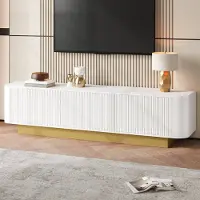 Sweiko TV-kast - 3 deuren - Afgeronde hoeken - Verstelbare planken - Wit