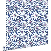 ESTAhome behang madeliefjes blauw en roze - 53 cm x 10.05 m - 131150