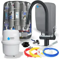 ARI RO7 Slim waterfilter met keukenkraan, omgekeerde osmose, 7-traps systeem, mineralisatie en ionisatie, mat zwart