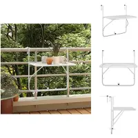 vidaXL Balkontafel, wit, 60x40 cm, staal - Tuintafels