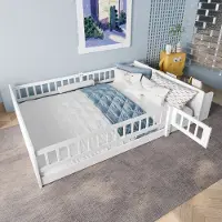 Sweiko Kinderbed - 140 x 190 cm - met Uitvalbeveiliging - Grenenhout + MDF - Opbergruimte - Wit