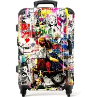 NoBoringSuitcases.com - Koffer groot - Rolkoffer lichtgewicht - Bekende kunstwerken als kleurrijke graffiti art - Reiskoffer met 4 wielen - Grote trolley XL - 20 kg bagage