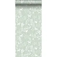 ESTAhome behang bos met bosdieren mintgroen - 53 cm x 10.05 m - 139524