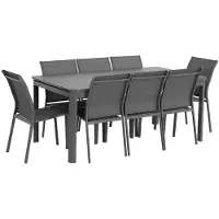 Sweeek - Uitschuifbare aluminium tuintafel met 8 stoelen - soria en buffalo