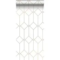 ESTAhome behang art deco motief wit en goud - 53 cm x 10.05 m - 139223