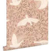 ESTAhome behang zwanen terracotta roze - 53 cm x 10.05 m - 130957
