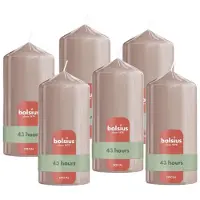 Bolsius - Glanzende Stompkaarsen - 6 Stuks - Lichtroze - 13cm - 43 branduren