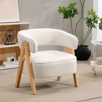 MODFU - Fauteuil - Ergonomische Rugleuning - Modern - Polyester Bekleding - Wit - 70 x 64 x 71 cm