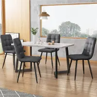 Sweiko Eetkamerstoel (4 pcs), grijs, 4-set gestoffeerde stoel ontwerp stoel met rugleuning, zitting in fluwelen metalen frame