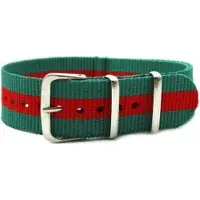 Kaiser Premium Green Red - Nato strap 20mm - Stripe - Horlogeband Groen Rood