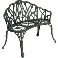 Outsunny tuinbank, gegoten aluminium, 99 x 57 x 78 cm, antiek groen