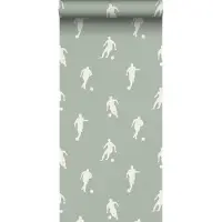 ESTAhome behang voetbalspelers vergrijsd mintgroen - 53 cm x 10.05 m - 139505