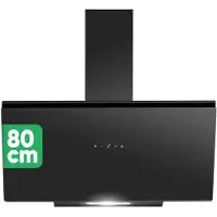Bomann DU 7612 G Hoofdvrije afzuigkap 80cm , afzuigkap voor recirculatie en afvoer, 520 m³/u – A+, zwart glas, randafzuiging