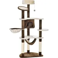 Northio Škrabadlo XXL S: Kattenhol & Hangmat, Meerkamer Kattenboom, Activiteitencentrum, Pluche, Bruin, 213X91X122Cm