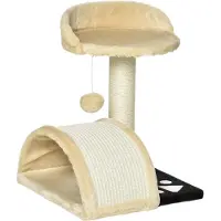 Northio Kratzboom Klein met speelballen, voor katten, met sisal touw, beige, 35,5X37X46Cm