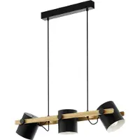 Eglo 43045 Hornwood Hanglamp Staal Zwart Creme/Hout Bruin- 3 x E27