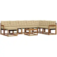 vidaXL Buiten bank set 9 st Natuurlijk en Beige