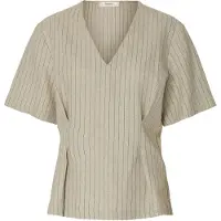 Selected femme Blouse 'SLFMARIAM' beige gemêleerd / zwart