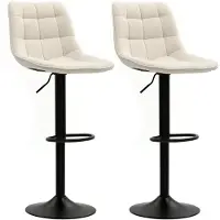 HOMCOM Barkrukset, 2 stuks, beklede barkruk met rugleuning, chenille-look, beige