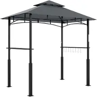 Outsunny - Barbecuepaviljoen - met 8 Haken - Polyester - Donkergrijs